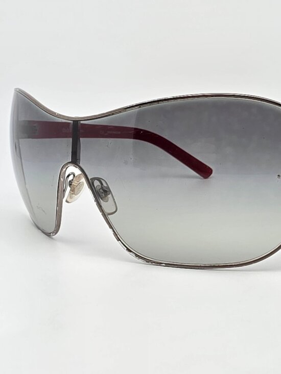 Dolce & Gabbana D&G6053 328/8G Gunmetal Plaid Frame Grey Lens Shield Sunglasses